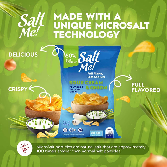 SaltMe Potato Chips 50% Less Sodium Low Salt Sour Cream Onion 5 OZ