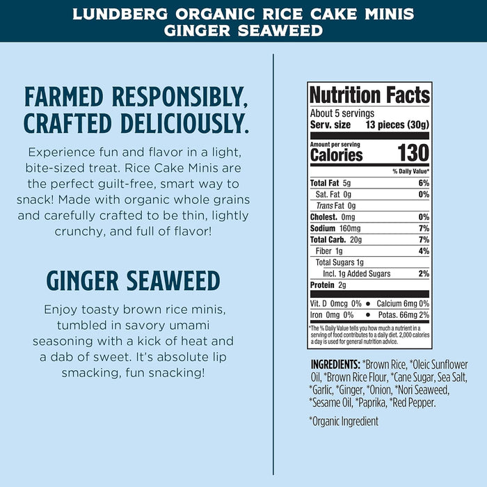 Lundberg Family Farms  Organic Rice Cake Minis Ginger Seaweed  5 Oz