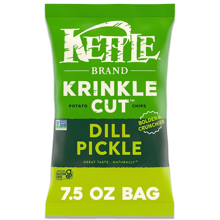 Kettle Brand  Krinkle Cut Potato Chips Dill Pickle  7.5 Oz