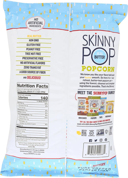 Skinnypop Popcorn  Popcorn Real Butter  4.4 Oz