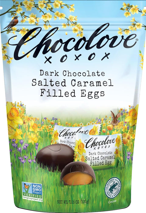 Chocolove  Xo Dark Chocolate Salted Caramel Filled Eggs   7.05 Oz