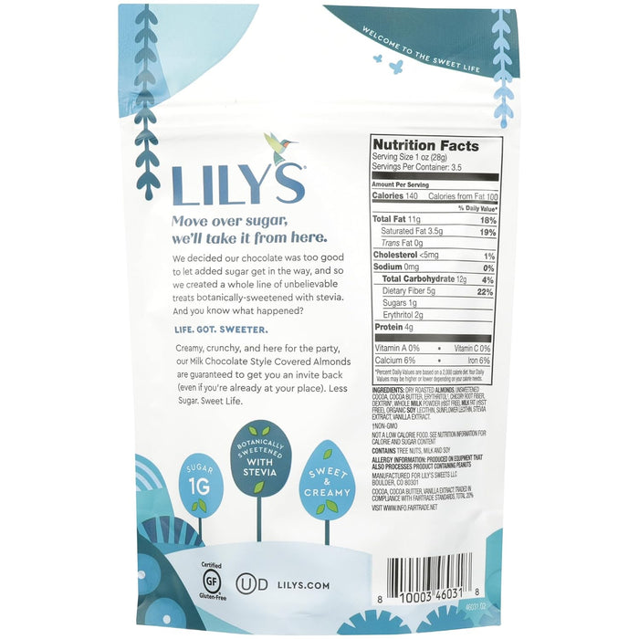 Lily'S  Covered Almond Milk Chocolate Stevia Sweetened   3.5 Oz