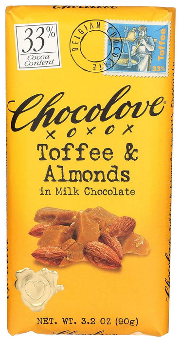 Chocolove Toffee And Almonds In Milk Chocolate Bar 3.2 Oz