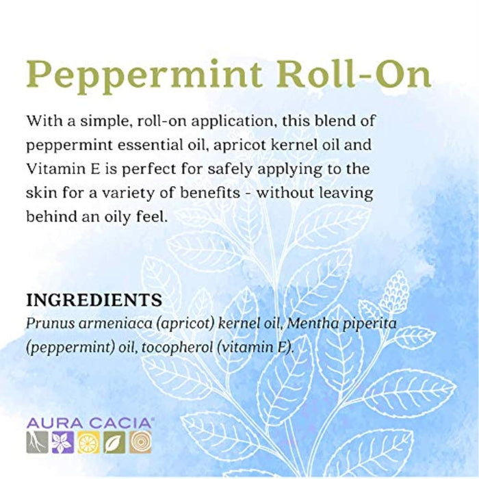 Aura Cacia  Roll On Essential Oil Peppermint   .31 Oz