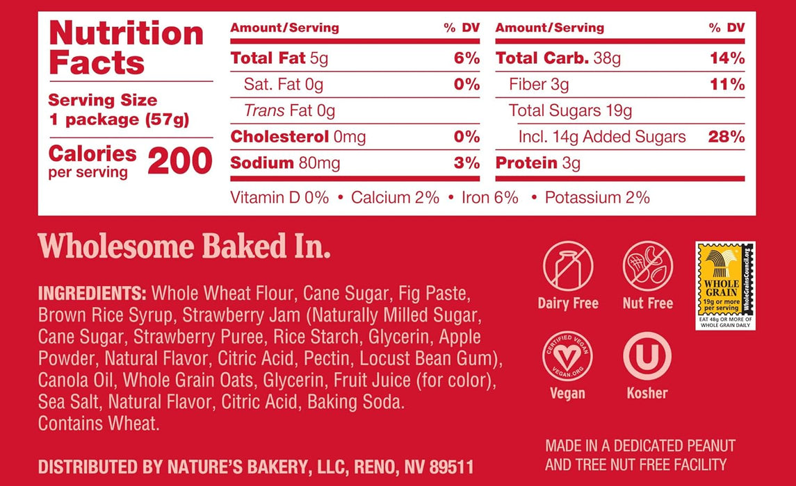 Nature'S Bakery  Stone Ground Whole Wheat Fig Bar Strawberry  2 Oz