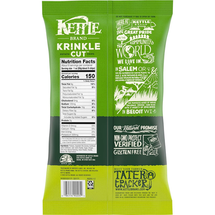 Kettle Brand  Krinkle Cut Potato Chips Dill Pickle  7.5 Oz