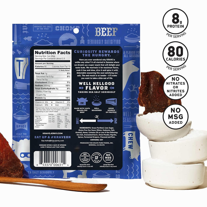 Krave Jerky Beef Jerky Sea Salt Original 2.7 oz