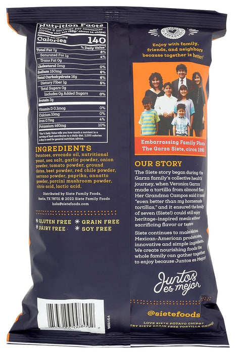 Siete Family Foods  Kettle Cooked Potato Chips Dairy Free Queso  5.5 Oz