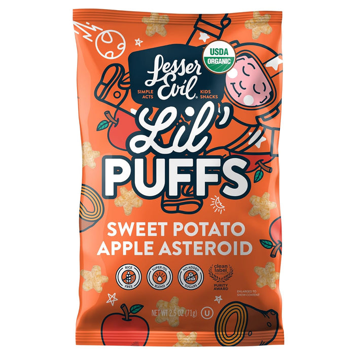 Lesser Evil Lil Puffs Og2 Sweet Potato Apple 2.5 OZ