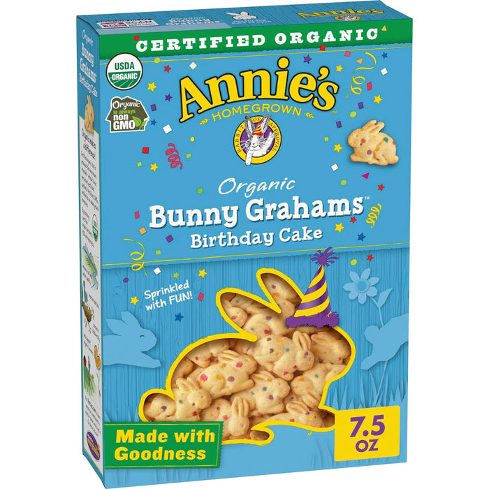 Annie'S Homegrown  Organic Birthday Cake Bunny Grahams  7.5 Oz