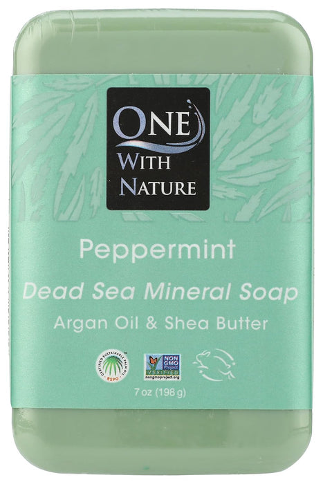 One With Nature Dead Sea Minerals Peppermint Triple Milled Bar Soap 7 oz