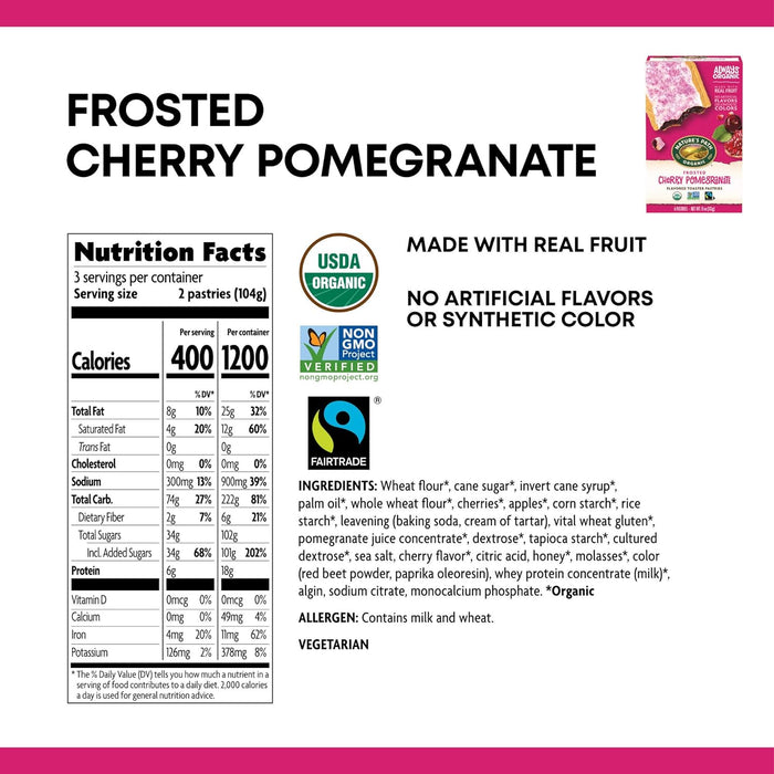 Nature'S Path  Organic Frosted Toaster Pastries Cherry Pomegranate   11 Oz