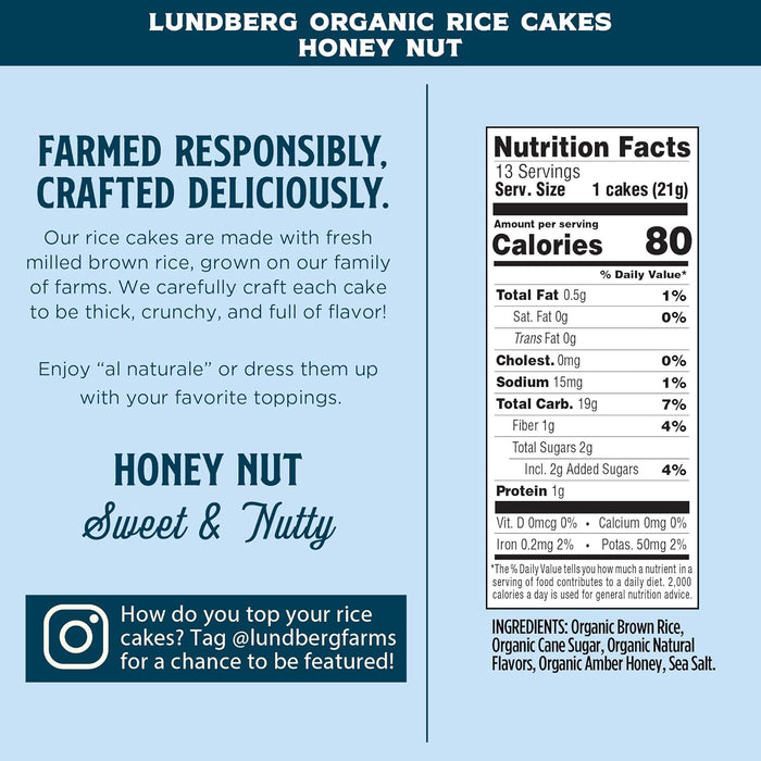 Lundberg Family Farms  Organic Rice Cake Honey Nut  9.6 Oz