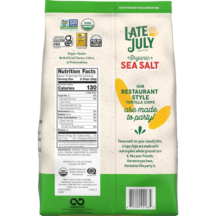 Late July  Organic Sea Salt Tortilla Chips  10.1 Oz