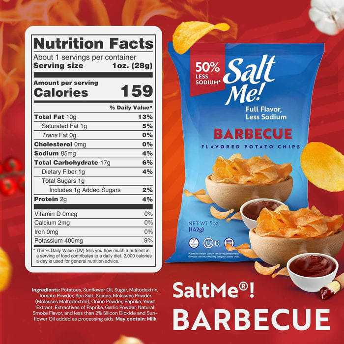 SaltMe Less Sodium Low Salt Barbecue Chips 5 OZ