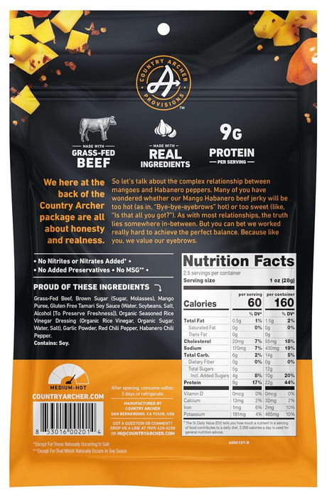 Country Archer Jerky Co. Beef Mango Habanero Jerky 2.5 oz