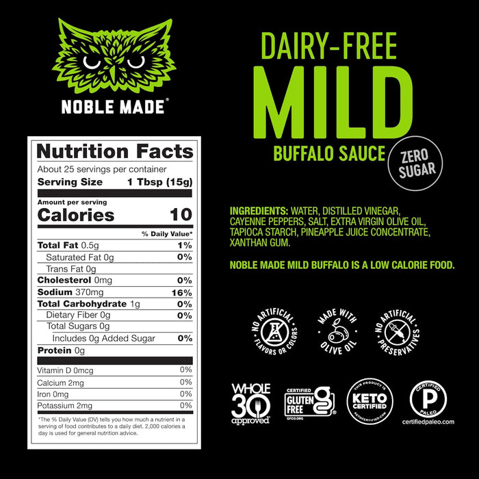 The New Primal Noble Made Dairy Free Mild Buffalo Sauce 12 oz