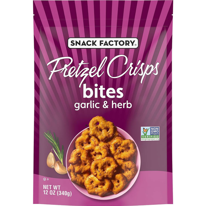 Snack Factory  Pretzel Crisps Bites Garlic And Herb Seasoning  12 Oz