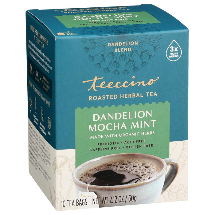 Teeccino  Roasted Herbal Tea Dandelion Mocha Mint  10 Bag