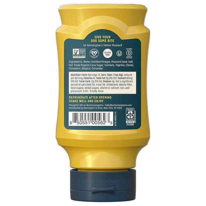 Sir Kensington's Yellow Mustard Squeeze Bottle 9 oz