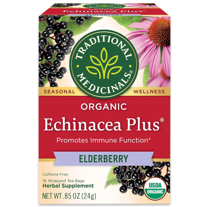 Traditional Medicinals  Organic Echinacea Elder Tea  Caffeine Free  16 Bag