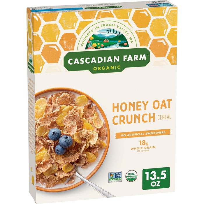 Cascadian Farm  Organic Honey Oat Crunch Cereal   13.5 Oz