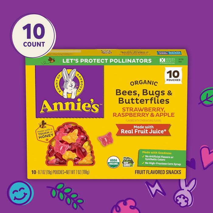 Annie's Homegrown Organic Bees Bugs Fruit Flavored Snacks 7 oz