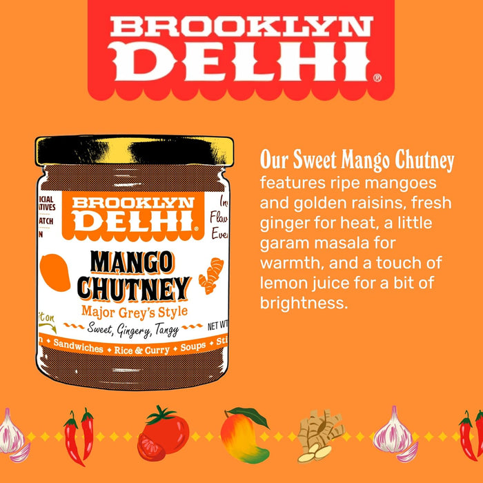 Brooklyn Delhi Mango Chutney Major Grey Style  Sweet Gingery Tangy 9 oz