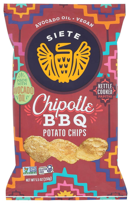 Siete Family Foods  Kettle Cooked Potato Chips Chipotle Bbq  5.5 Oz