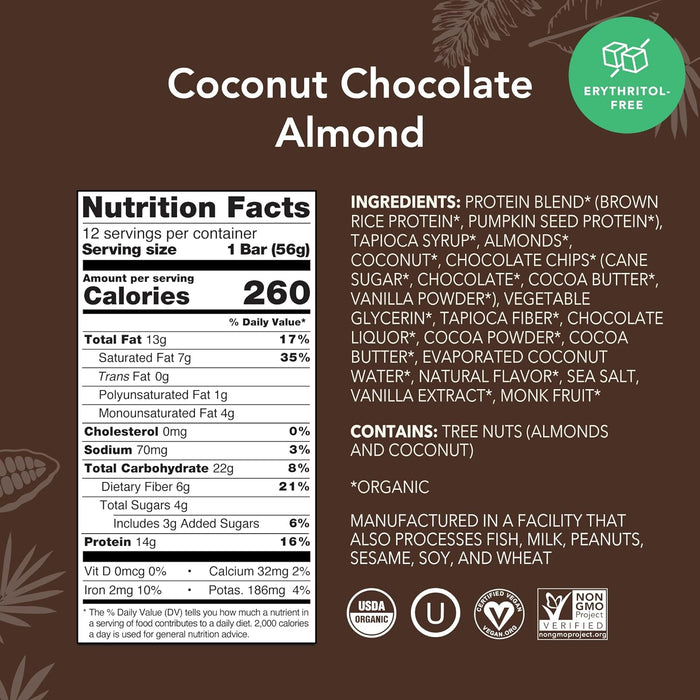 Aloha Plant  Protein Bar Og2 Coconut Chocolate Almond 1.98 OZ