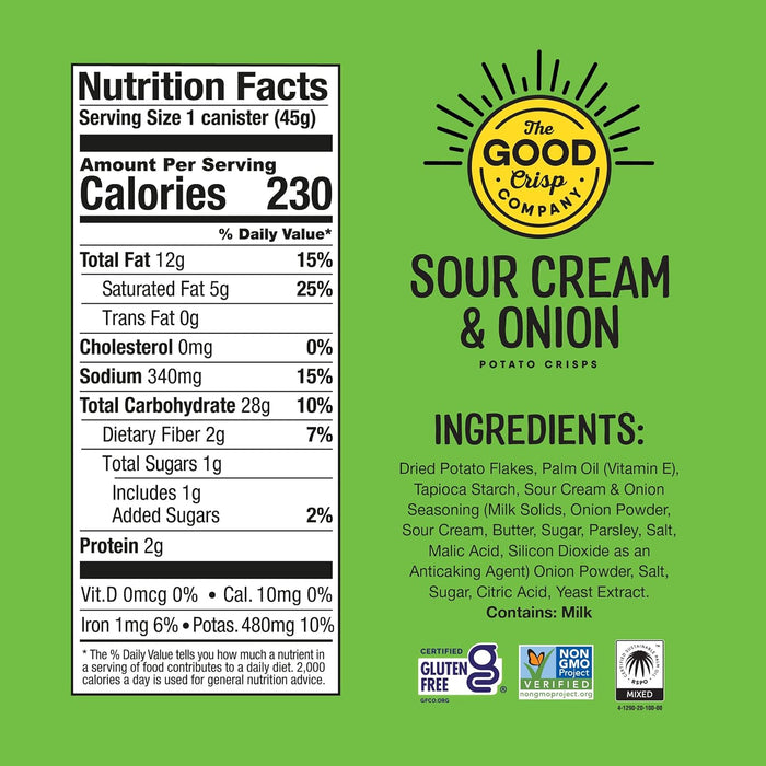 The Good Crisp  Potato Sour Cream And Onion  1.6 Oz