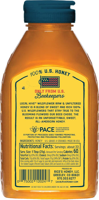 Local Hive  100% Pure Raw & Unfiltered Honey  16 Oz