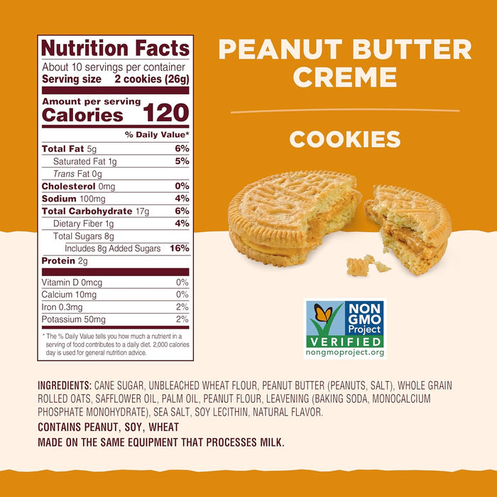 Back To Nature  Peanut Butter Creme Cookies  9.6 Oz