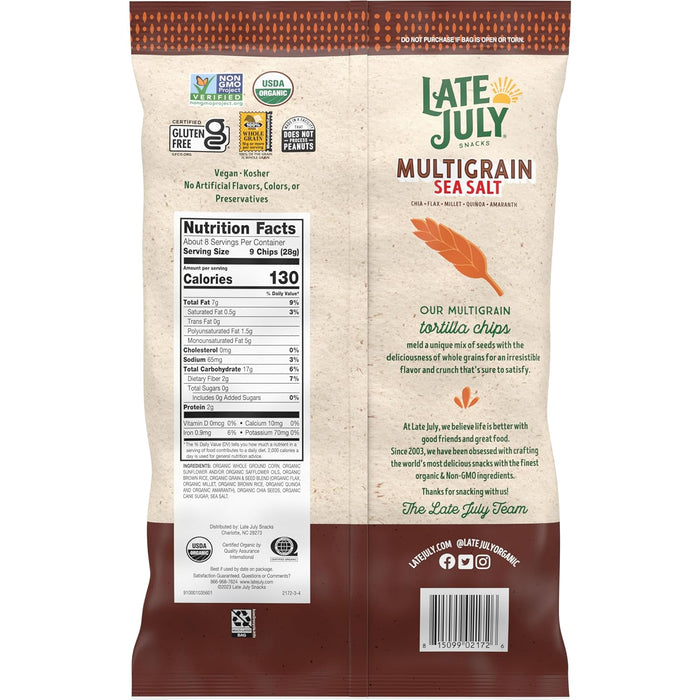 Late July  Tortilla Chips Multigrain Sea Salt Gluten Free  7.5 Oz