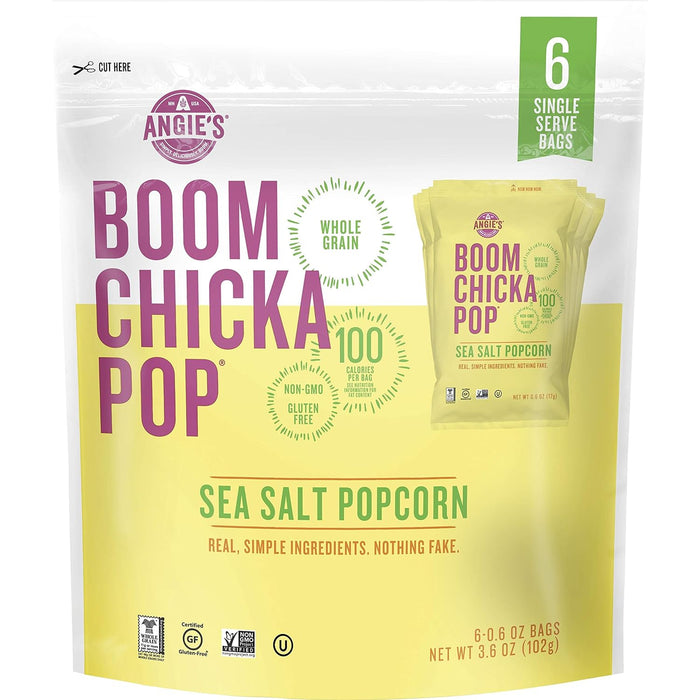 Angie'S  Boom Chicka Pop Popcorn Sea Salt  6/.6 Oz