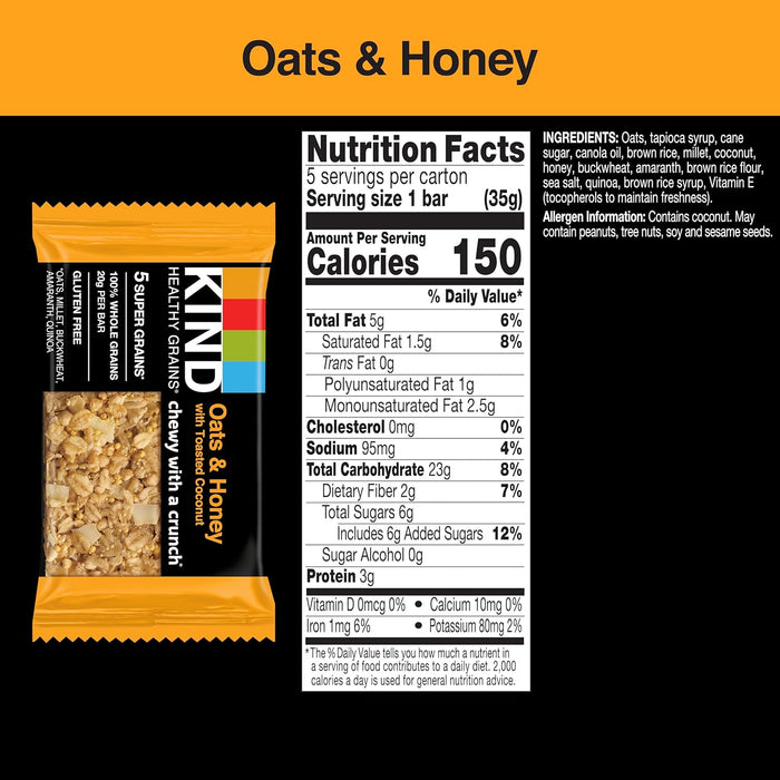 Kind Bar Oats & Honey With Toasted Coconut 5/1.2 OZ