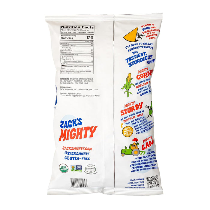 Zack`S Mighty  Tort Chips Sea Salt Flint Corn  9 Oz