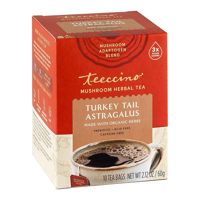 Teeccino  Turkey Tail Astrgalus Mushroom Herbal Tea  10 Bag