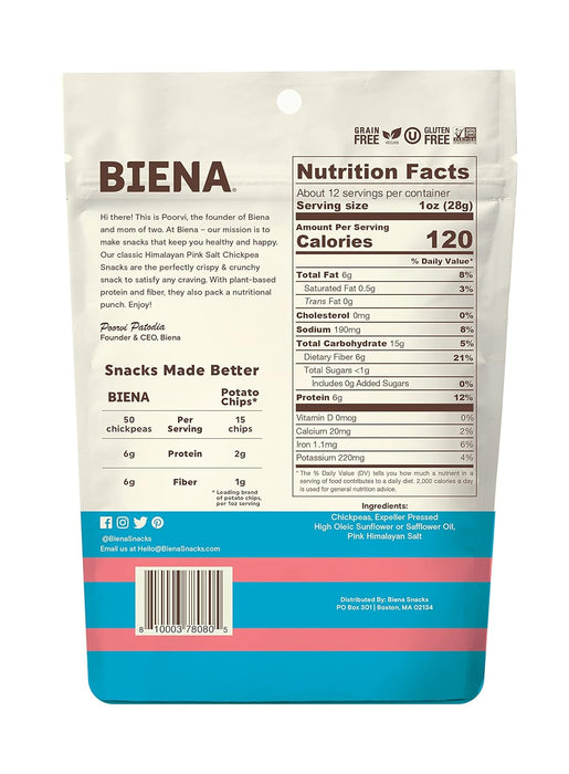 Biena Chkpea Snk Hima Pnk Salt 12 OZ