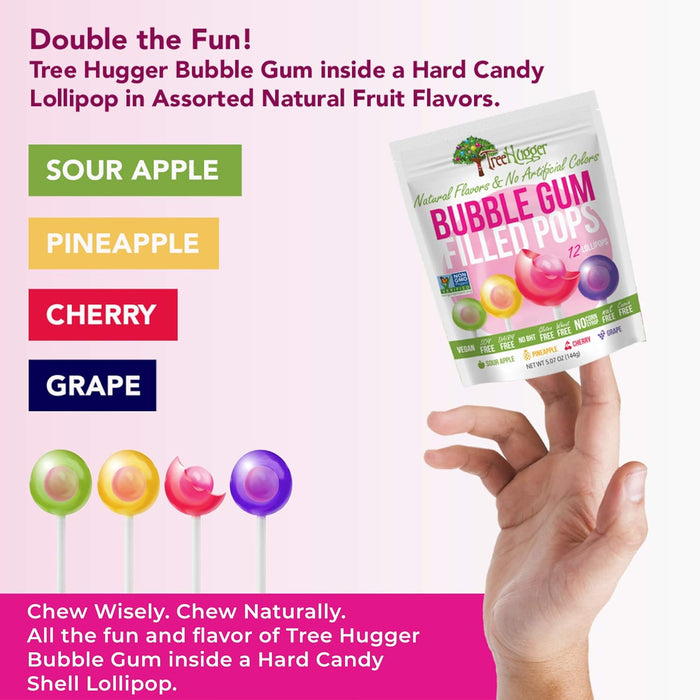 Tree Hugger Bubble Gum Filled Lillipops 5.07 oz