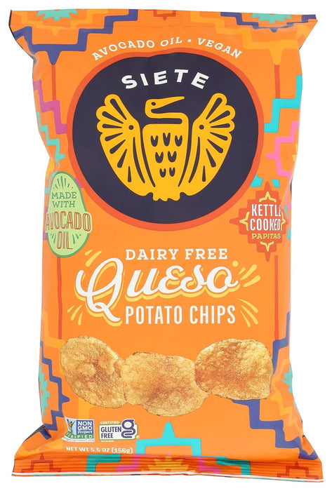 Siete Family Foods  Kettle Cooked Potato Chips Dairy Free Queso  5.5 Oz