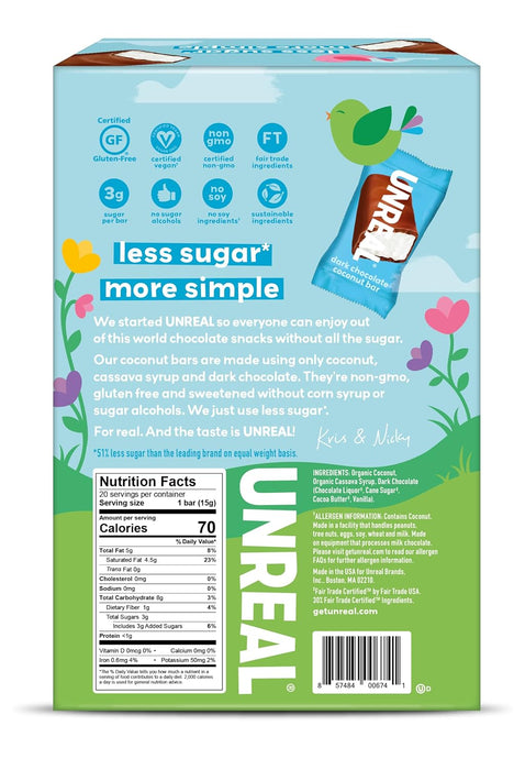 Unreal Dark Chocolate Easter Coconut Bars  10.6 OZ