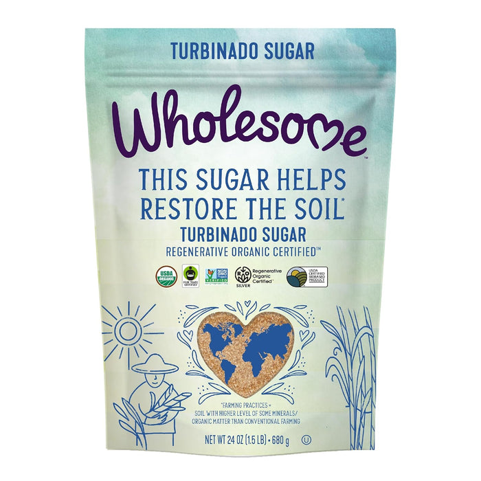 Wholesome Regenerative Fair Trade Organic Turbinado Sugar 24 oz