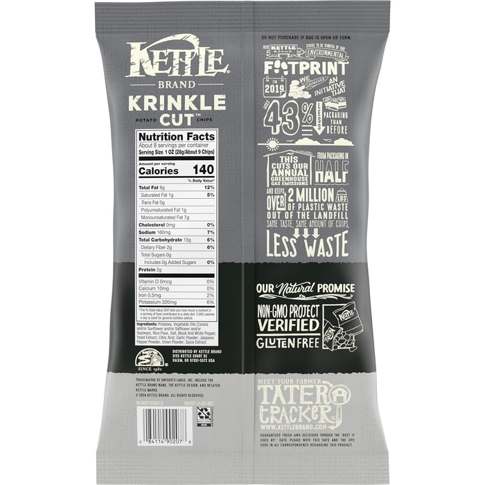 Kettle Brand  Krinkle Cut Potato Chips Salt & Fresh Ground Pepper  7.5 Oz