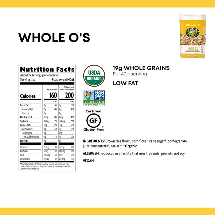 Nature'S Path  Organic Whole O'S Cereal   26.4 Oz