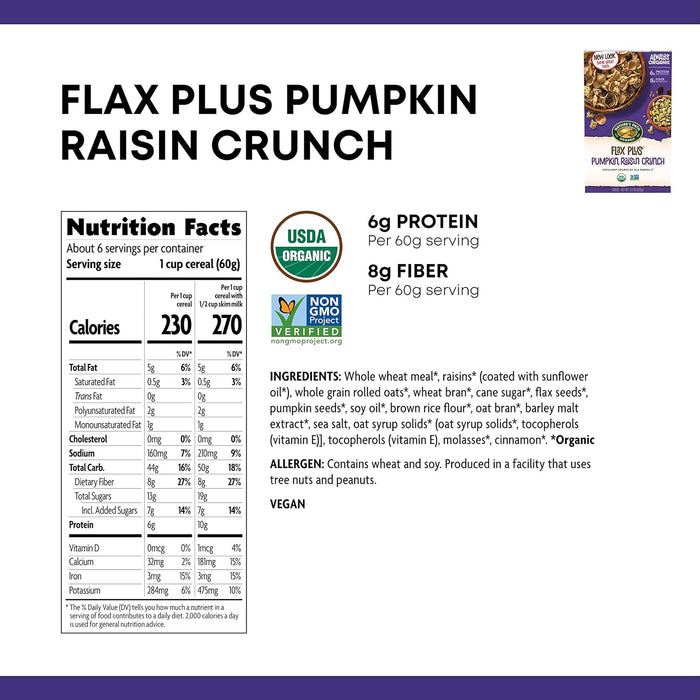 Nature'S Path Organic Flax Plus Cereal Pumpkin Raisin Crunch  12.35 OZ