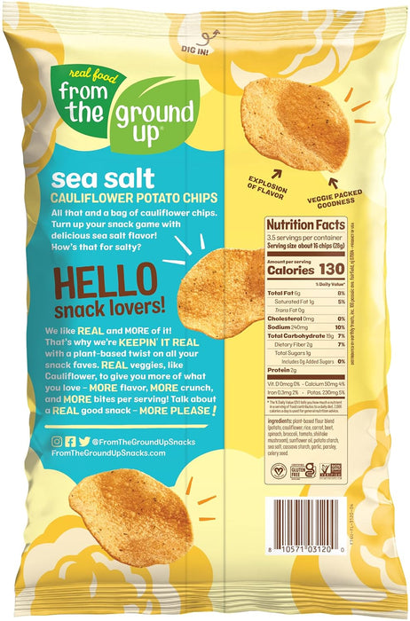 From The Ground Up  Cauliflower Potato Chips Sea Salt  3.5 Oz