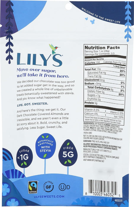 Lily'S  Covered Almond Dark Chocolate Stevia Sweetened   3.5 Oz