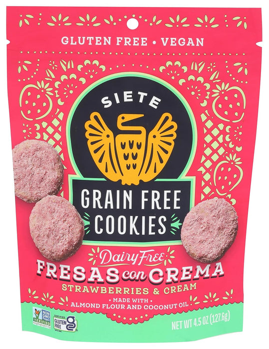 SIETE FAMILY FOODS Fresas con Crema Grain Free Cookies 4.5 OZ