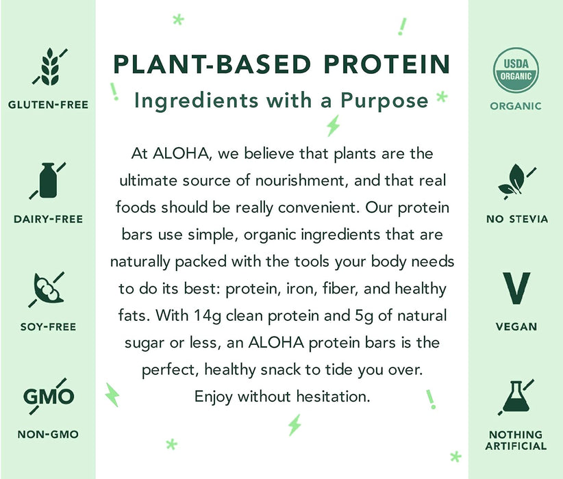 Aloha  Organic Peanut Butter Chocolate Chip Plant Protein Bar   1.9 Oz